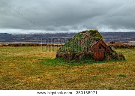 Little Church Geirsstadakirkja In Borgarfjordur Eystri In East Iceland In A Cloudy Day
