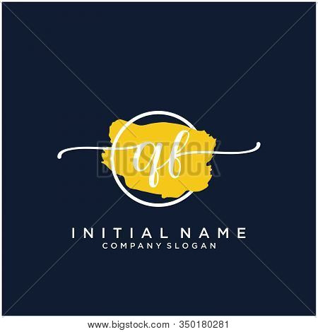 Qf Initial Handwriting Logo Design With Brush Circle. Logo For Fashion,photography, Wedding, Beauty,