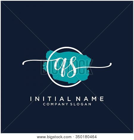 Qs Initial Handwriting Logo Design With Brush Circle. Logo For Fashion,photography, Wedding, Beauty,