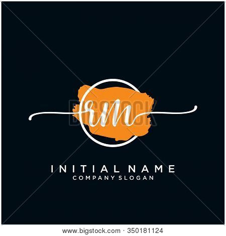 Rm Initial Handwriting Logo Design With Brush Circle. Logo For Fashion,photography, Wedding, Beauty,
