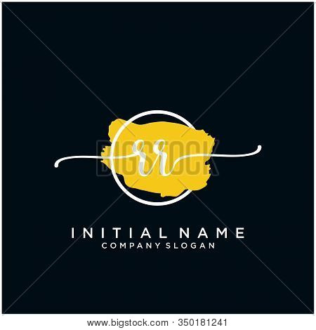 Rr Initial Handwriting Logo Design With Brush Circle. Logo For Fashion,photography, Wedding, Beauty,