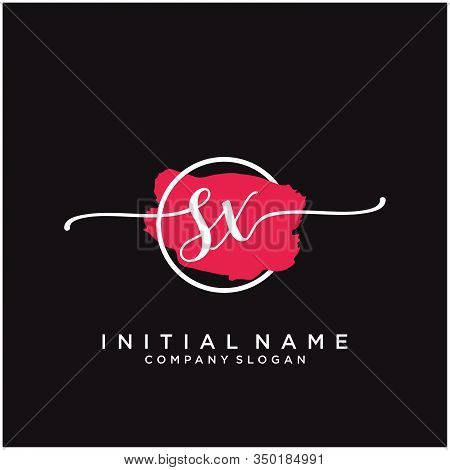 Sx Initial Handwriting Logo Design With Brush Circle. Logo For Fashion,photography, Wedding, Beauty,