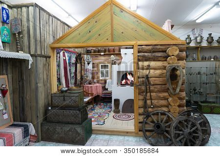 Sukhoy Log, Russia - June 26, 2019: Exhibition Old Village House