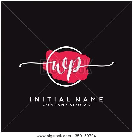 Wp Initial Handwriting Logo Design With Brush Circle. Logo For Fashion,photography, Wedding, Beauty,