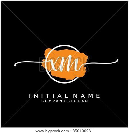 Xm Initial Handwriting Logo Design With Brush Circle. Logo For Fashion,photography, Wedding, Beauty,