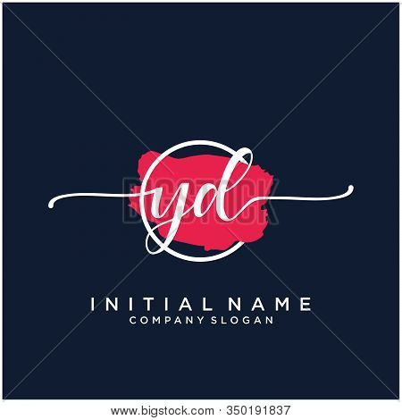 Yd Initial Handwriting Logo Design With Brush Circle. Logo For Fashion,photography, Wedding, Beauty,