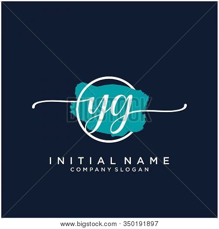Yg Initial Handwriting Logo Design With Brush Circle. Logo For Fashion,photography, Wedding, Beauty,