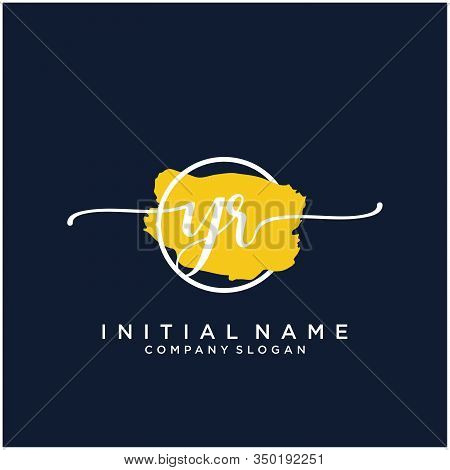Yr Initial Handwriting Logo Design With Brush Circle. Logo For Fashion,photography, Wedding, Beauty,