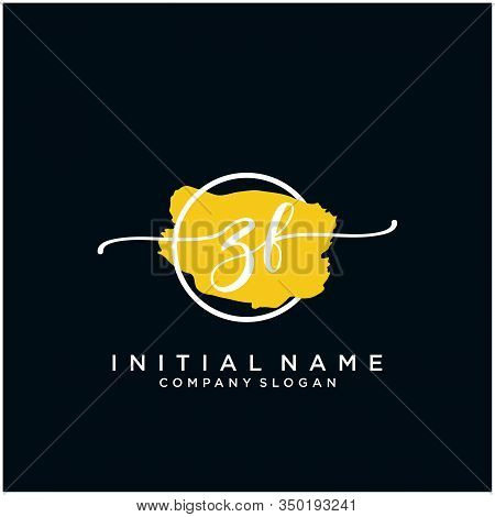 Zf Initial Handwriting Logo Design With Brush Circle. Logo For Fashion,photography, Wedding, Beauty,