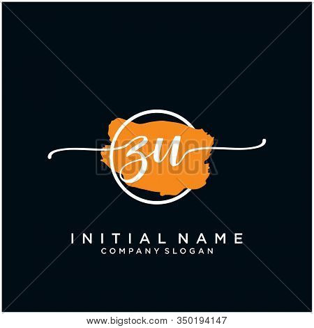 Zu Initial Handwriting Logo Design With Brush Circle. Logo For Fashion,photography, Wedding, Beauty,