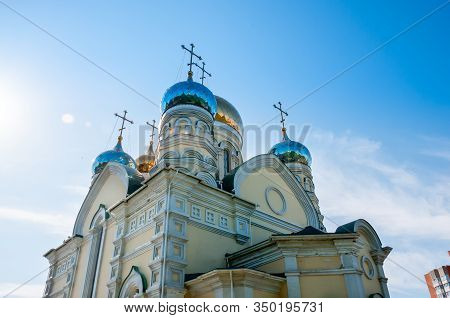 Russia, Vladivostok, July 2018: Cathedral Of Intercession Of  Holy