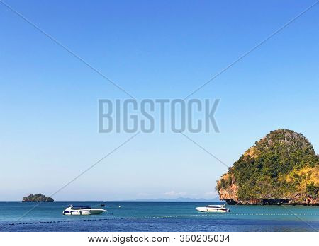 Aonang, Krabi / Thailand - February 11, 2019: Aonang Beach, The Beautiful And Famous Place In Thaila
