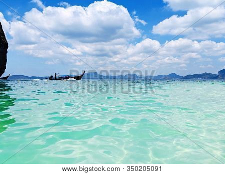 Aonang, Krabi / Thailand - February 11, 2019: Aonang Beach, The Beautiful And Famous Place In Thaila