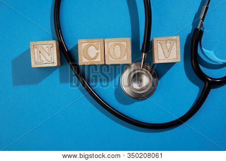           stethoscope with word nCoV short name of 2019 Noval coronavirus                   