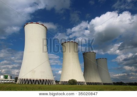 Four Cooling Towers Of Coal Power Plant