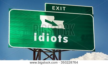 Street Sign The Direction Way To Idiots