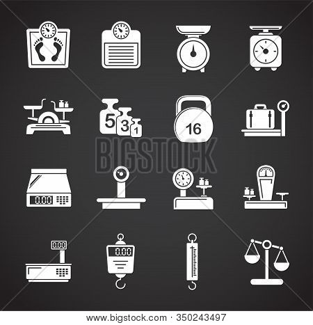 Scales Related Icons Set On Background For Graphic And Web Design. Creative Illustration Concept Sym
