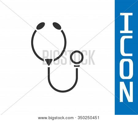 Grey Stethoscope Medical Instrument Icon Isolated On White Background. Vector Illustration