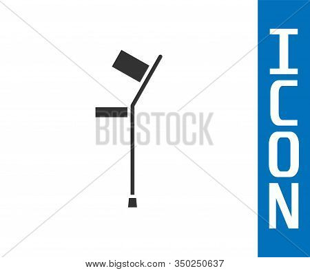Grey Crutch Or Crutches Icon Isolated On White Background. Equipment For Rehabilitation Of People Wi