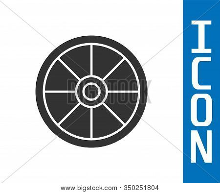 Grey Old Wooden Wheel Icon Isolated On White Background. Vector Illustration