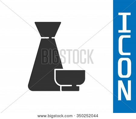 Grey Traditional Chinese Tea Ceremony Icon Isolated On White Background. Teapot With Cup. Vector Ill