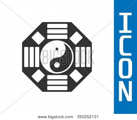 Grey Yin Yang Symbol Of Harmony And Balance Icon Isolated On White Background. Vector Illustration