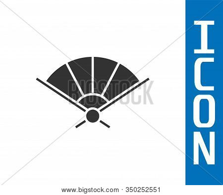 Grey Traditional Paper Chinese Or Japanese Folding Fan Icon Isolated On White Background. Vector Ill
