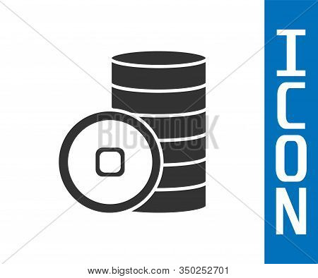 Grey Chinese Yuan Currency Symbol Icon Isolated On White Background. Coin Money. Banking Currency Si