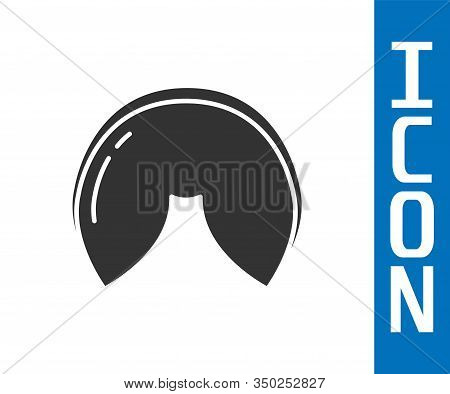 Grey Chinese Fortune Cookie Icon Isolated On White Background. Asian Traditional. Vector Illustratio