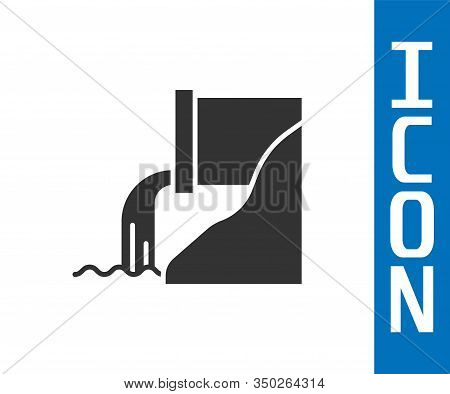 Grey Wastewater Icon Isolated On White Background. Sewer Pipe. From The Pipe Flowing Liquid Into The