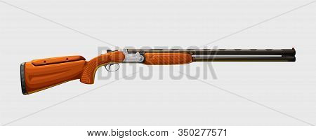 Illustration Of Classic Double Barrel Shotgun Side View Isolated On White Background