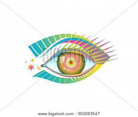 Human Eye Graphic Design, Modern Trendy Pop Art Logo Or Print Funky Looking Eyeball.