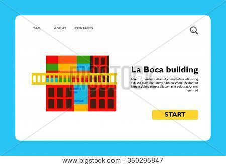 Icon Of Colorful Building In La Boca, Argentina. Famous Place, Buenos Aires, Argentina Landmarks. Ar