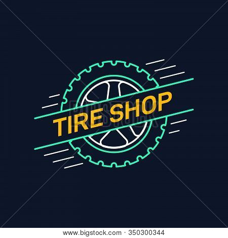 Tire And Wheel Service Badge Design, Stock Vector