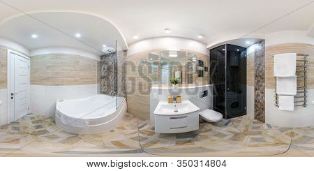 Minsk, Belarus - May, 2018: Full Seamless Hdri Panorama 360 Degrees Angle View In Interior Of Bathro