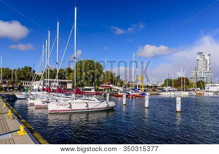 Gdynia, Poland - October 6, 2019: Marina At Baltic Sea With Yachts In Gdynia, Poland. Gdynia Is An I