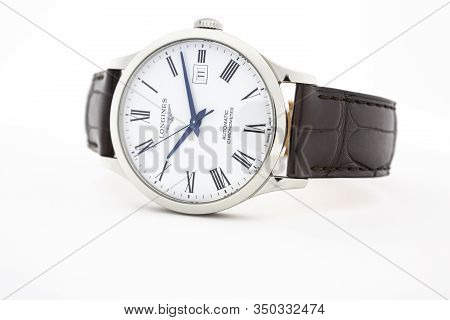 Saint-imier, Switzerland, 2.02.2020 - Longines Automatic Chronometer Silver Steel Body With Bracelet