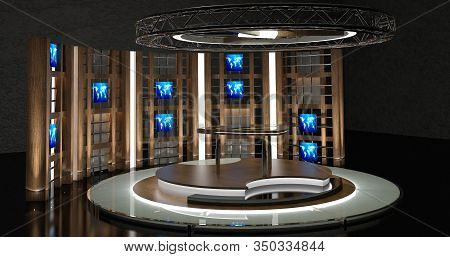 Virtual Tv Studio Chat Set 2. 3d Rendering. Virtual Set Studio For Chroma Footage. Wherever You Want
