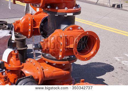 Comprehensive Street Renovation. Fire Main Gate Valves Awaiting Installation.