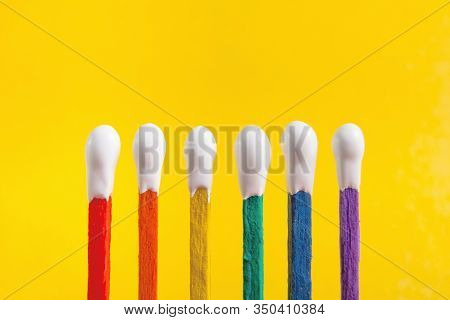 Lgbt, Protection Of Human Rights Concept. Multicolored Matches In The Colors Of The Flag Of Sexual M