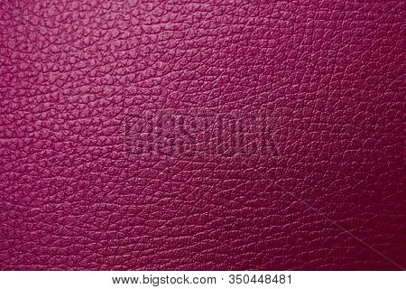 Texture Of Genuine Leather Raspberry Burgundy Maroon Red Magenta Tone. Backdrop Background Textured 