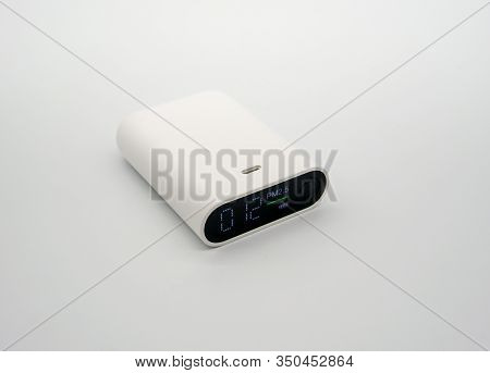 The Pm2.5 Detector Isolated On White Background. The Detector Is Useful To Check The Aqi Which Means
