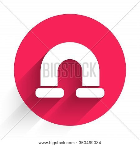 White Industry Metallic Pipe Icon Isolated With Long Shadow. Plumbing Pipeline Parts Of Different Sh