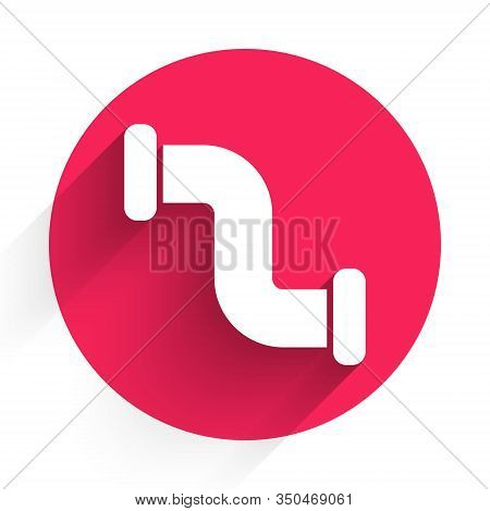 White Industry Metallic Pipe Icon Isolated With Long Shadow. Plumbing Pipeline Parts Of Different Sh