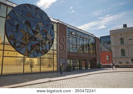 People In Front Of The Central Station.(oslo Sentralstasjon) In Oslo, Norway