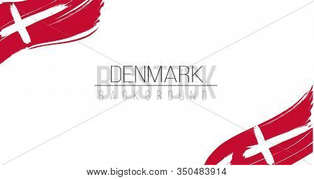 Denmark Flag Brush Style Background With Stripes. Stock Vector Illustration Isolated On White Backgr