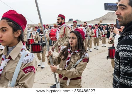 Jericho, Israel, January 18, 2020 : Festive Procession In Honor Of Epiphanius On The Baptismal Site 