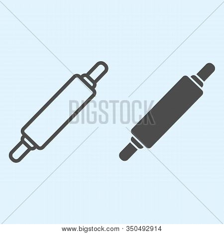 Rolling Pin Line And Solid Icon. Cooking Bakery Food, Dough Cylinder Roller. Home-style Kitchen Vect