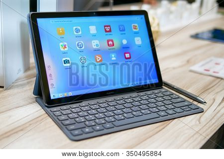 Bangkok, Thailand - February 6, 2019: Huawei Mediapad M6 10.8 Inches Screen Unveiled, The Latest Ser