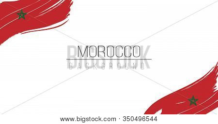 Marocco Flag Brush Style Background With Stripes. Stock Vector Illustration Isolated On White Backgr